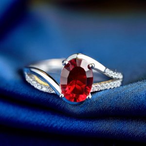 Garnet Birthstone Silver Ring